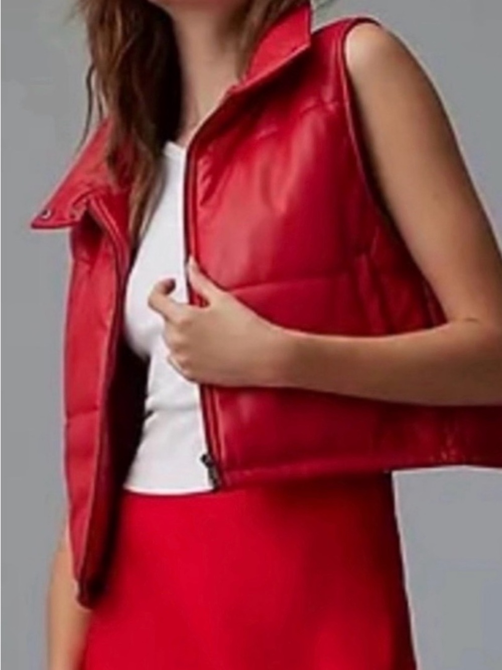 Anthropologie Red Quilted Sleeveless Puffer Vest